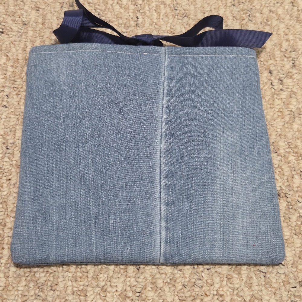 Upcycled Blue Denim Large Book Sleeve